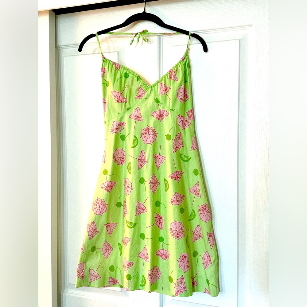 ** Lilly Pulitzer Sundress - Green w/ pink umbrellas & green limes - Size 4**